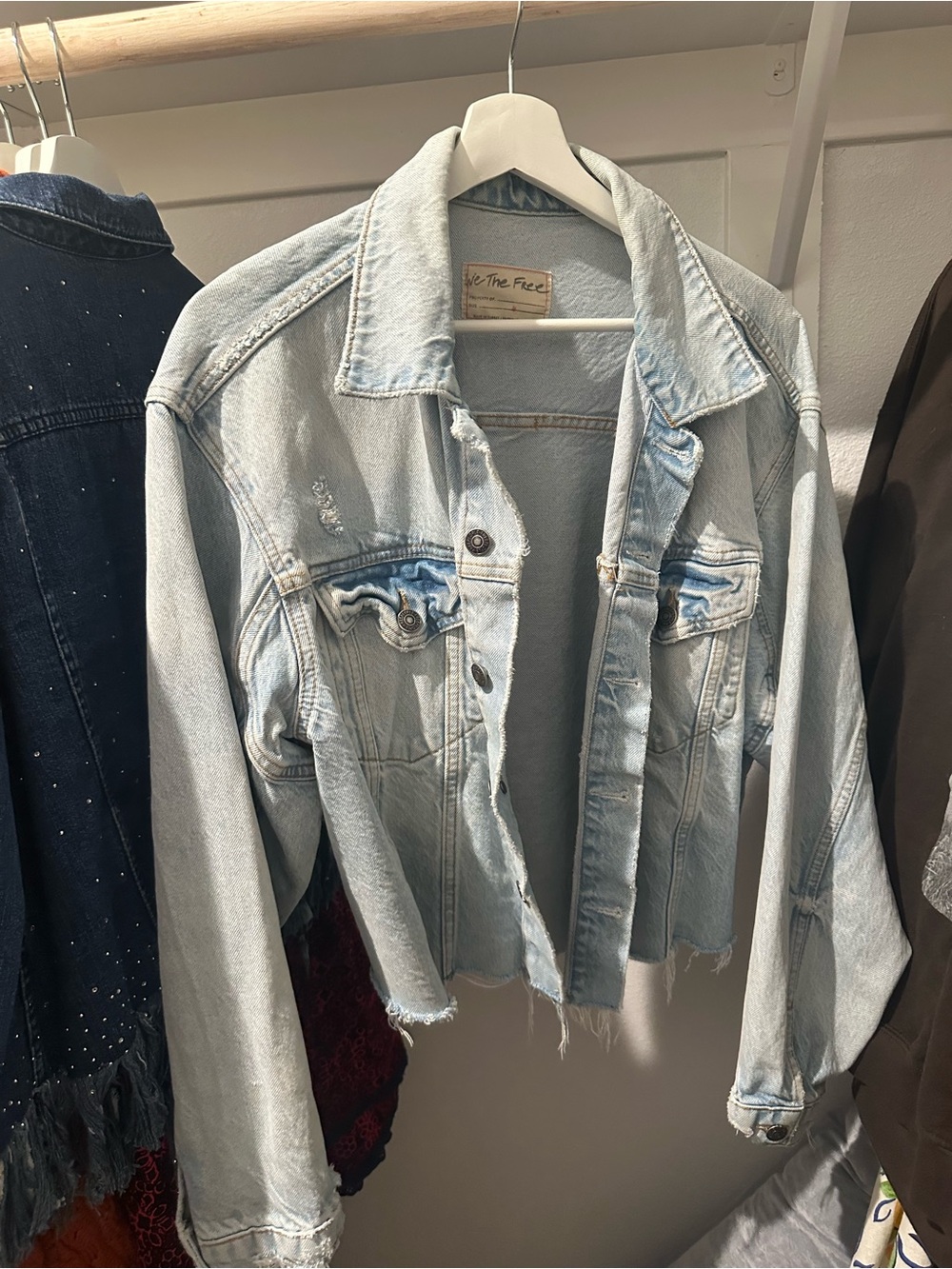 Free People we the free raw hem denim jacket size M